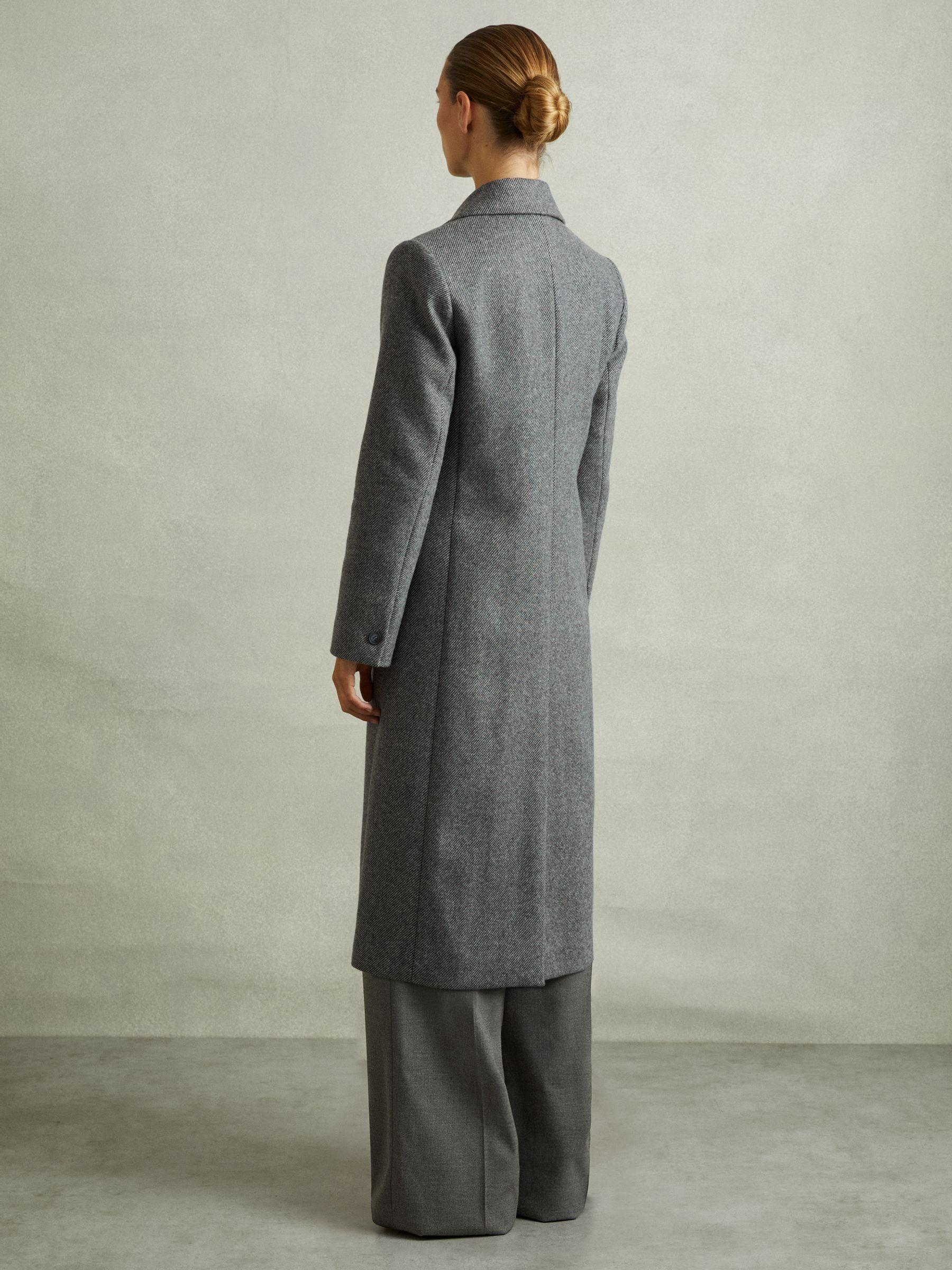 Petite Wool-Blend Longline Coat in Grey Product Image