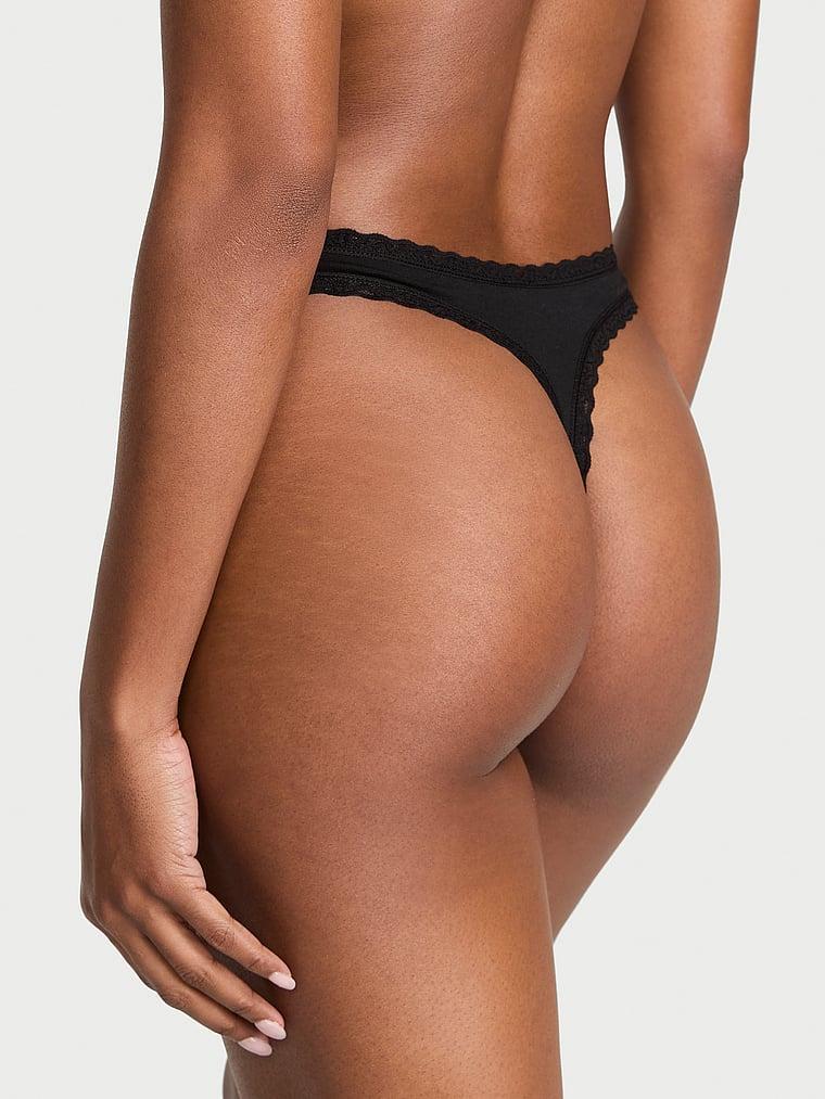 Cotton Lace-Waist Thong Product Image