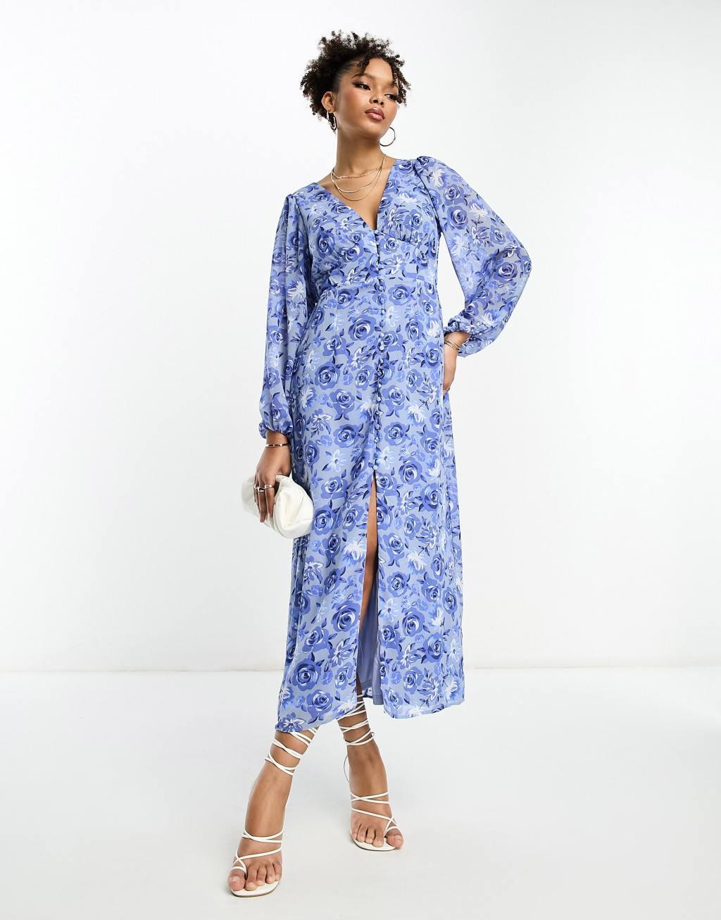 Vila v neck button up maxi dress Product Image