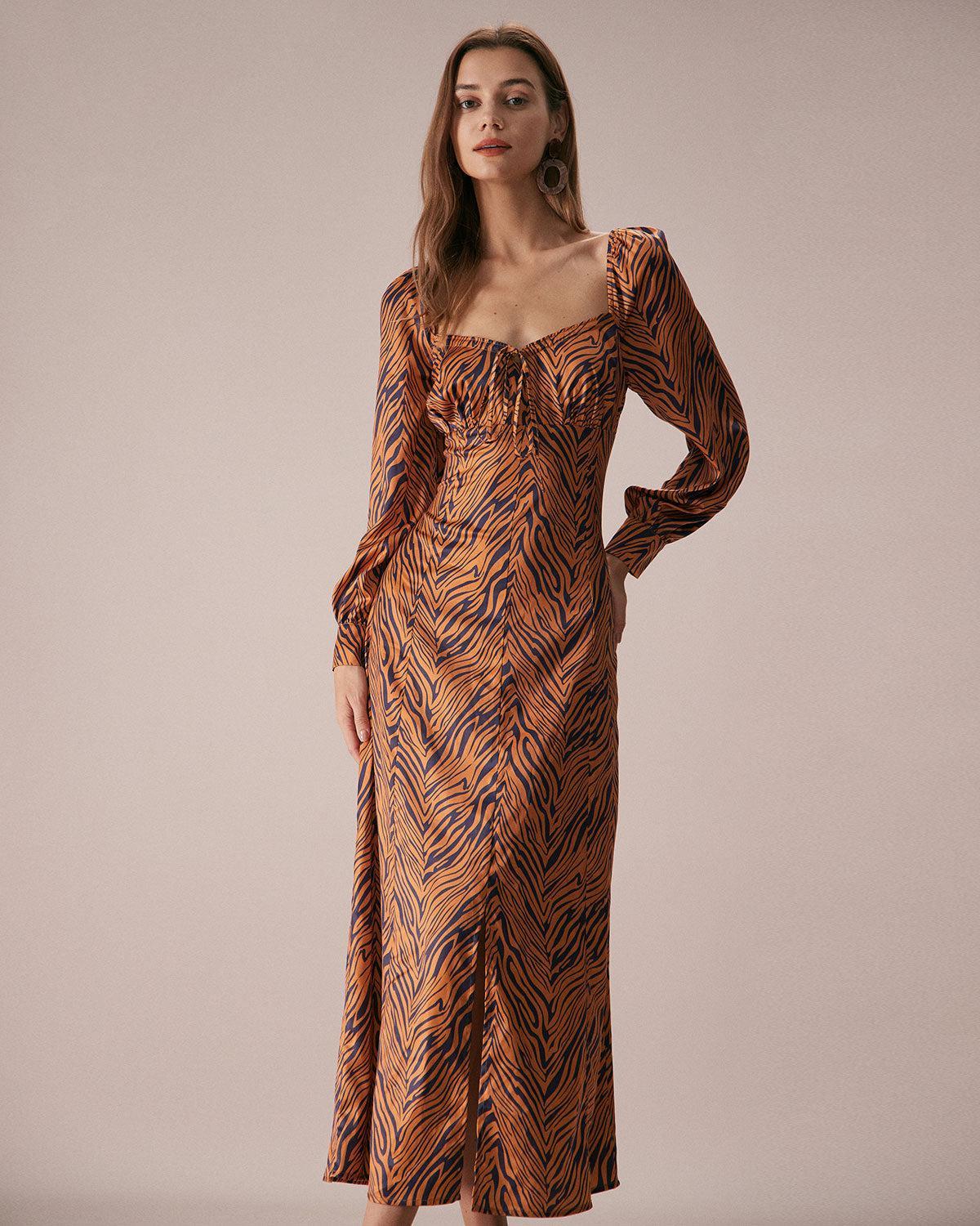 The Brown Sweetheart Neck Zebra Maxi Dress Product Image