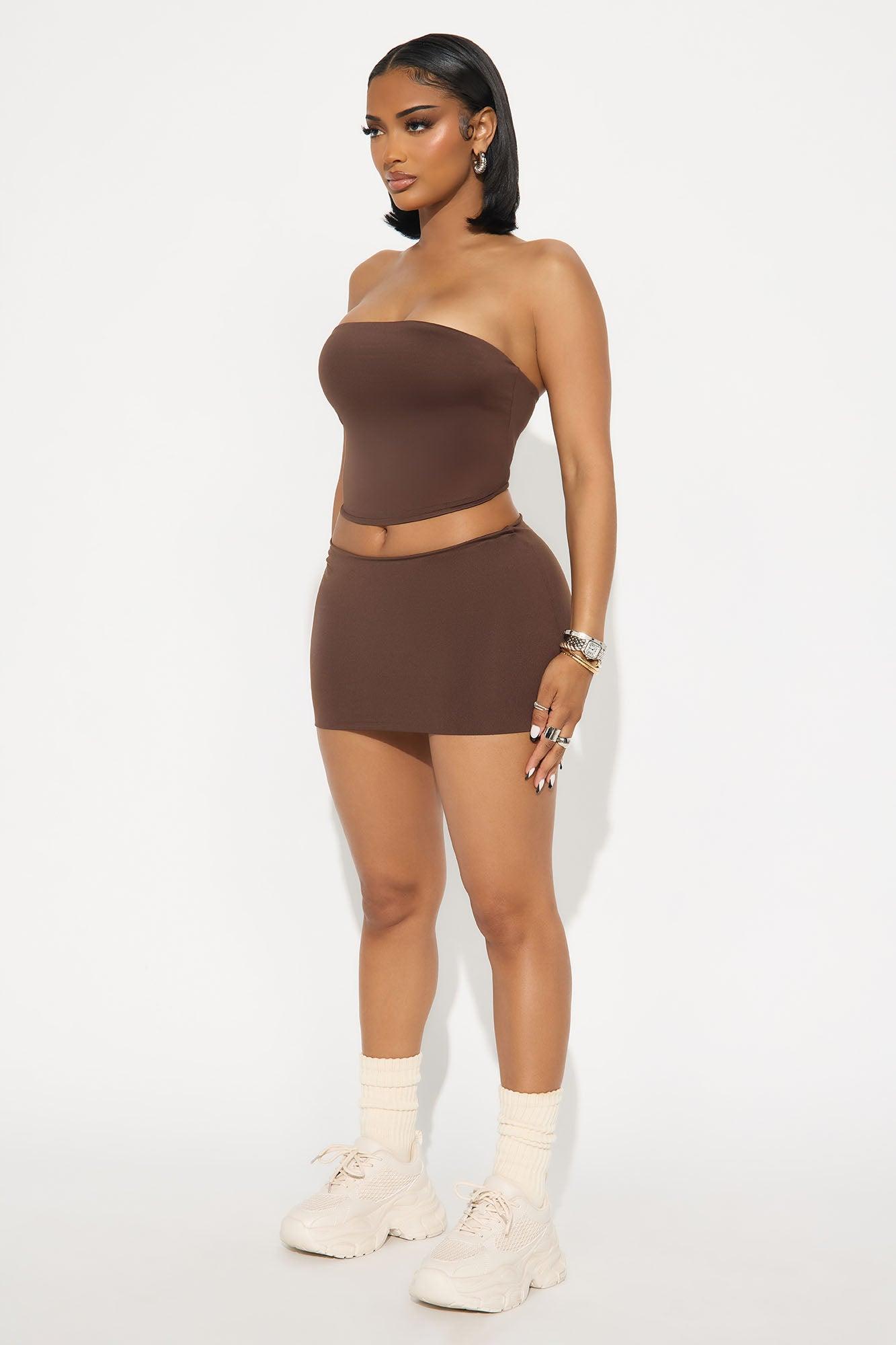 Contour Double Lined Tube Top - Chocolate Product Image