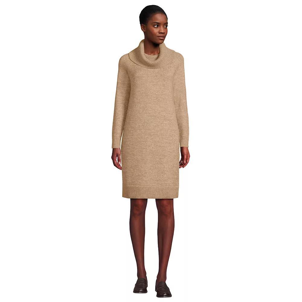 Women's Lands' End Cozy Lofty Cowlneck Sweater Dress, Size: Large, Vicuna Grey Product Image