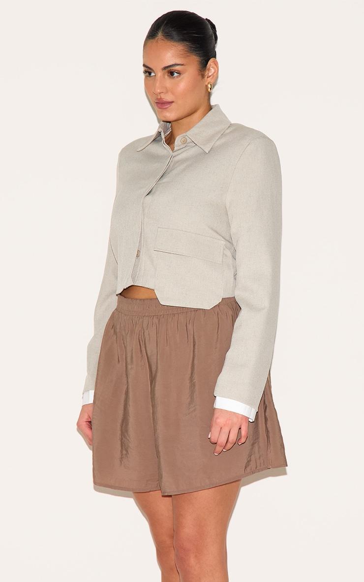 Plus Brown Peached Woven Elasticated Waist Shorts Product Image