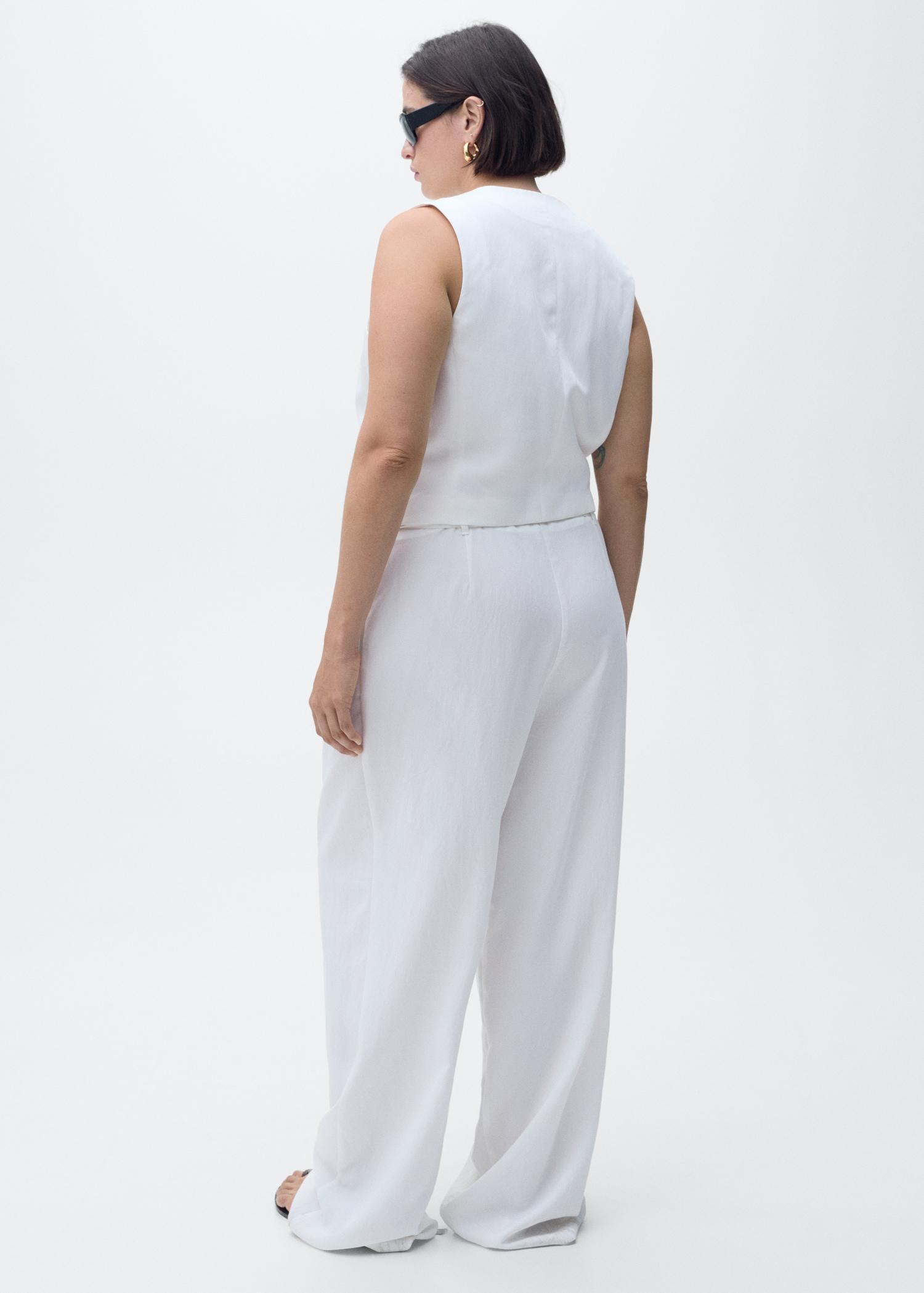 Lyocell suit pants with bow belt - Women | MANGO USA Product Image