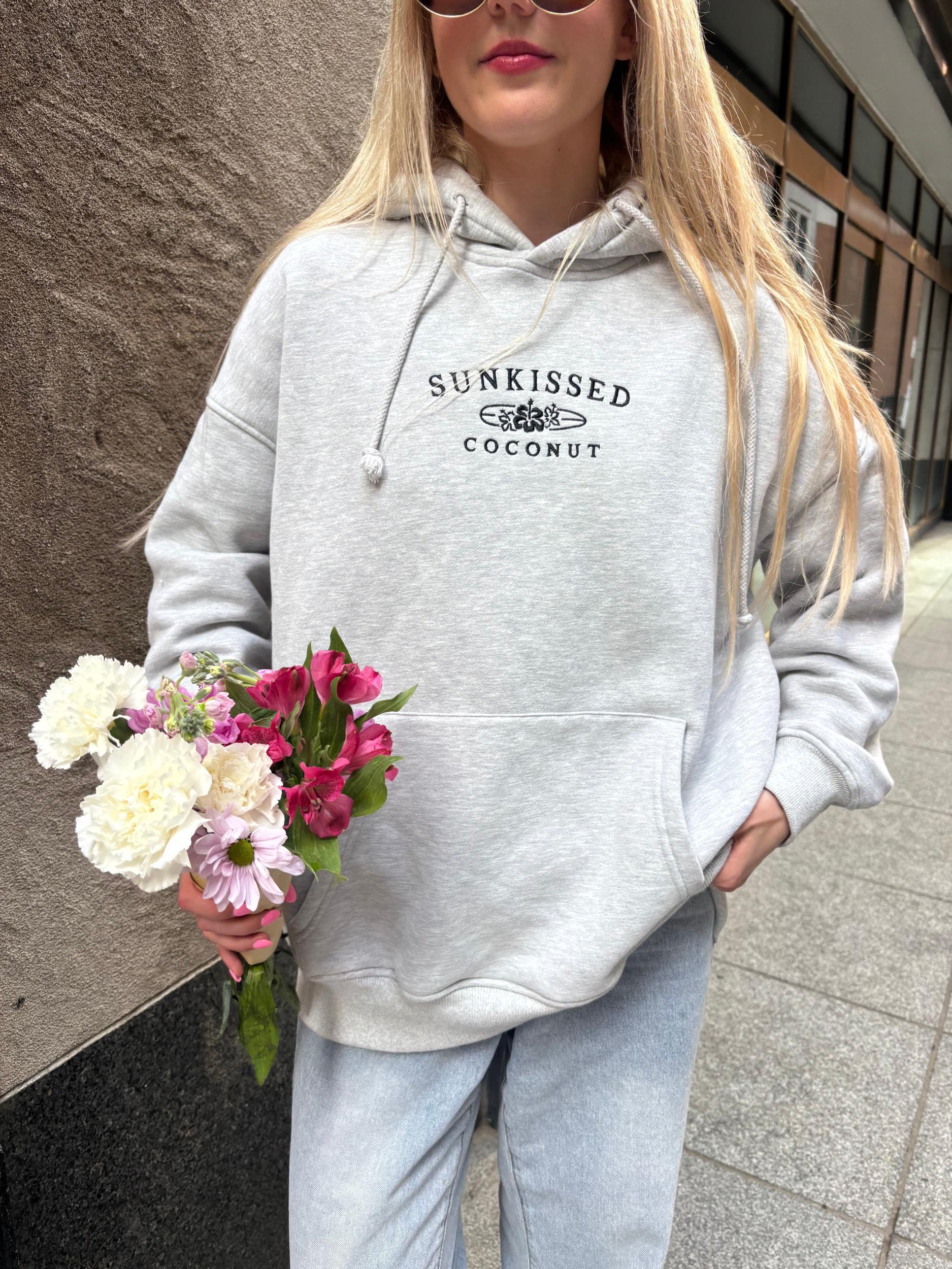 Afternoon Grey Sunkissedcoconut Logo Embroider Hoodie Girls Product Image