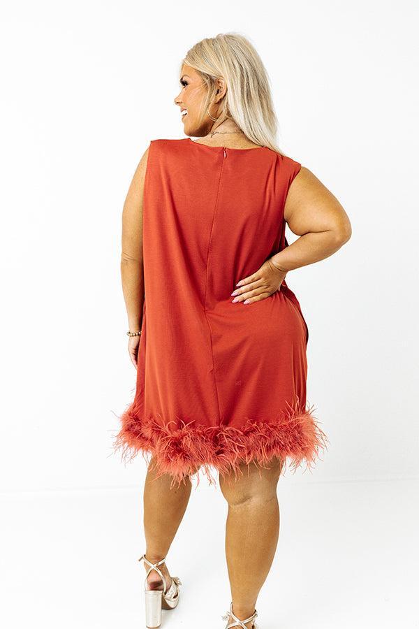 Nuts About You Feather Dress In Rust Curves Product Image