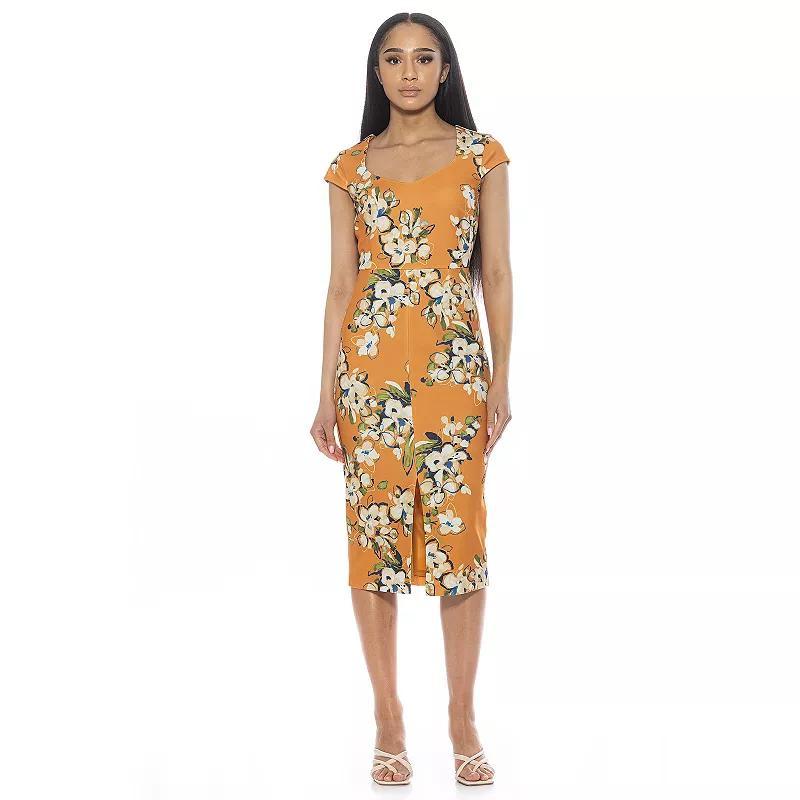 Women's ALEXIA ADMOR Gia Sweetheart Cap Sleeve Front Slit Dress, Size: Medium, Yellow Team Product Image