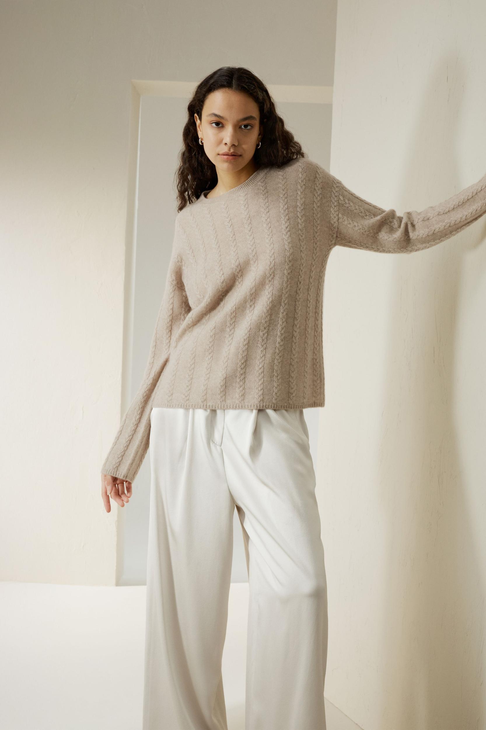 Semi-Sheer Cable-knit Cashmere Sweater Product Image