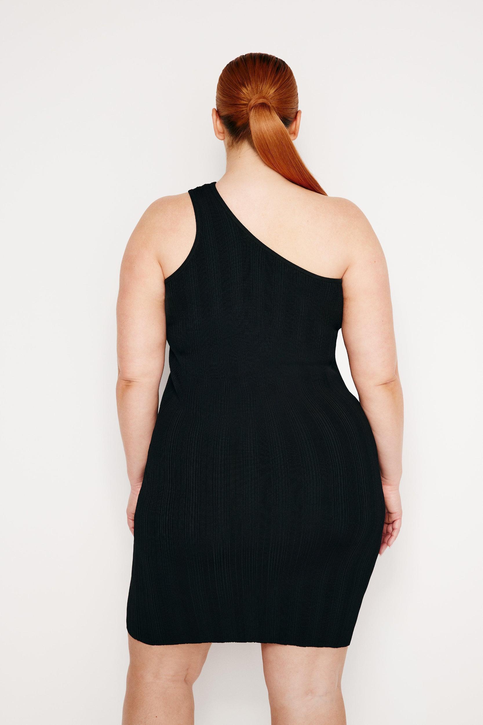RIBBED KNIT MINI DRESS | BLACK001 Product Image