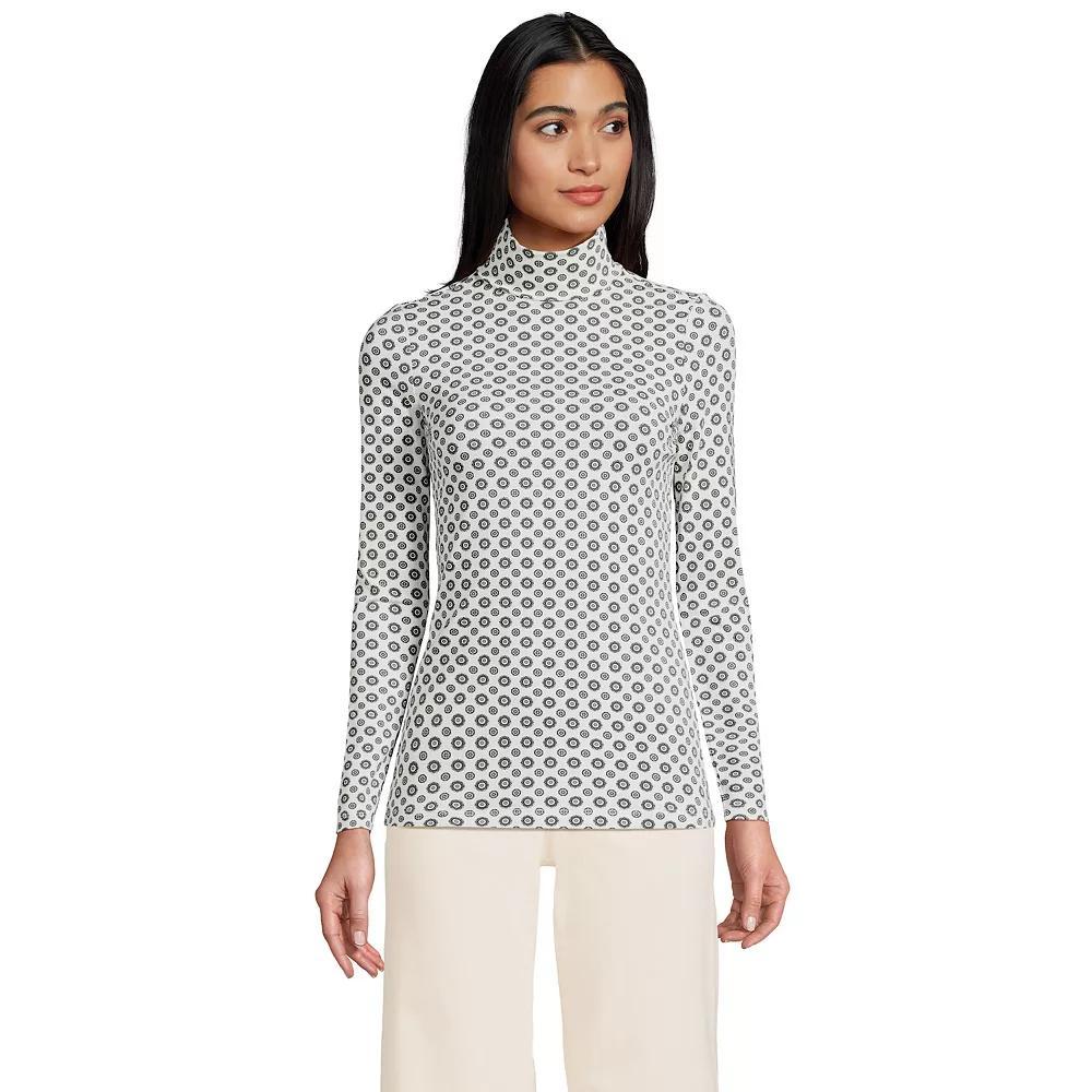 Women's Lands' End Lightweight Fitted Turtleneck, Size: Large, Pink Fog Product Image