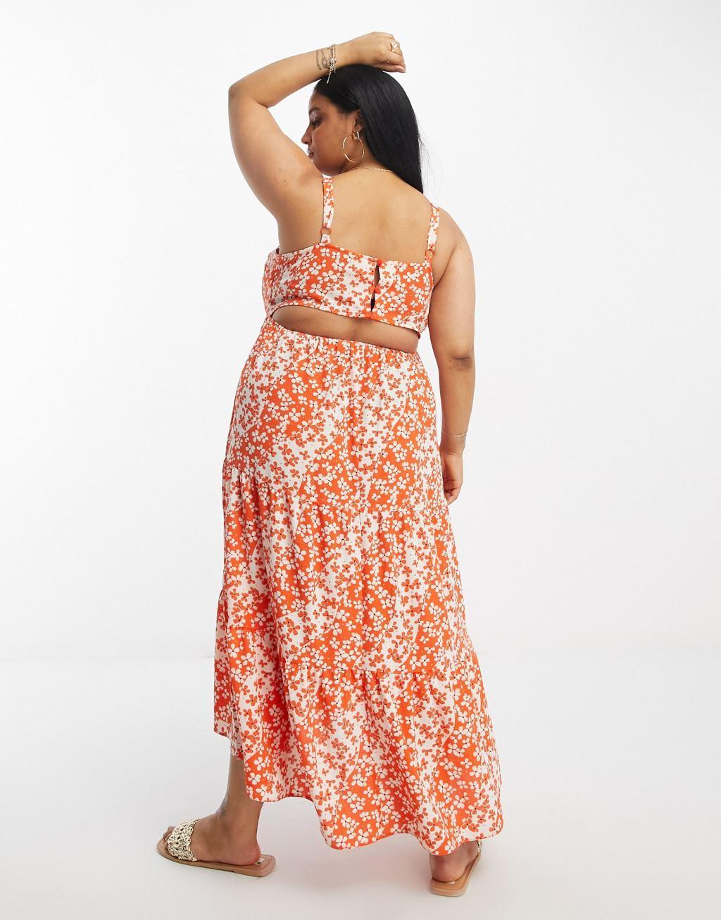 ASOS DESIGN Curve open back tiered hi low hem maxi dress Product Image