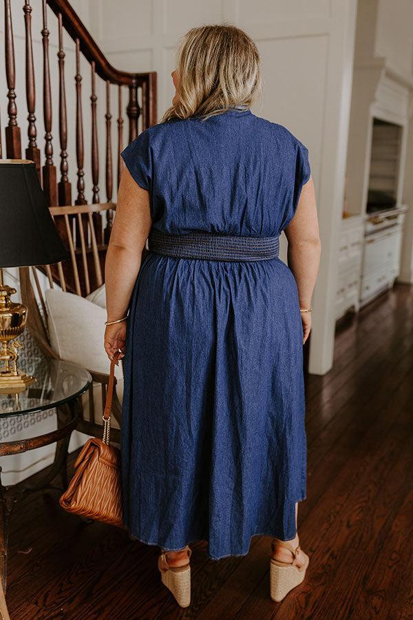 Picnic At The Park Denim Midi Dress Curves Product Image