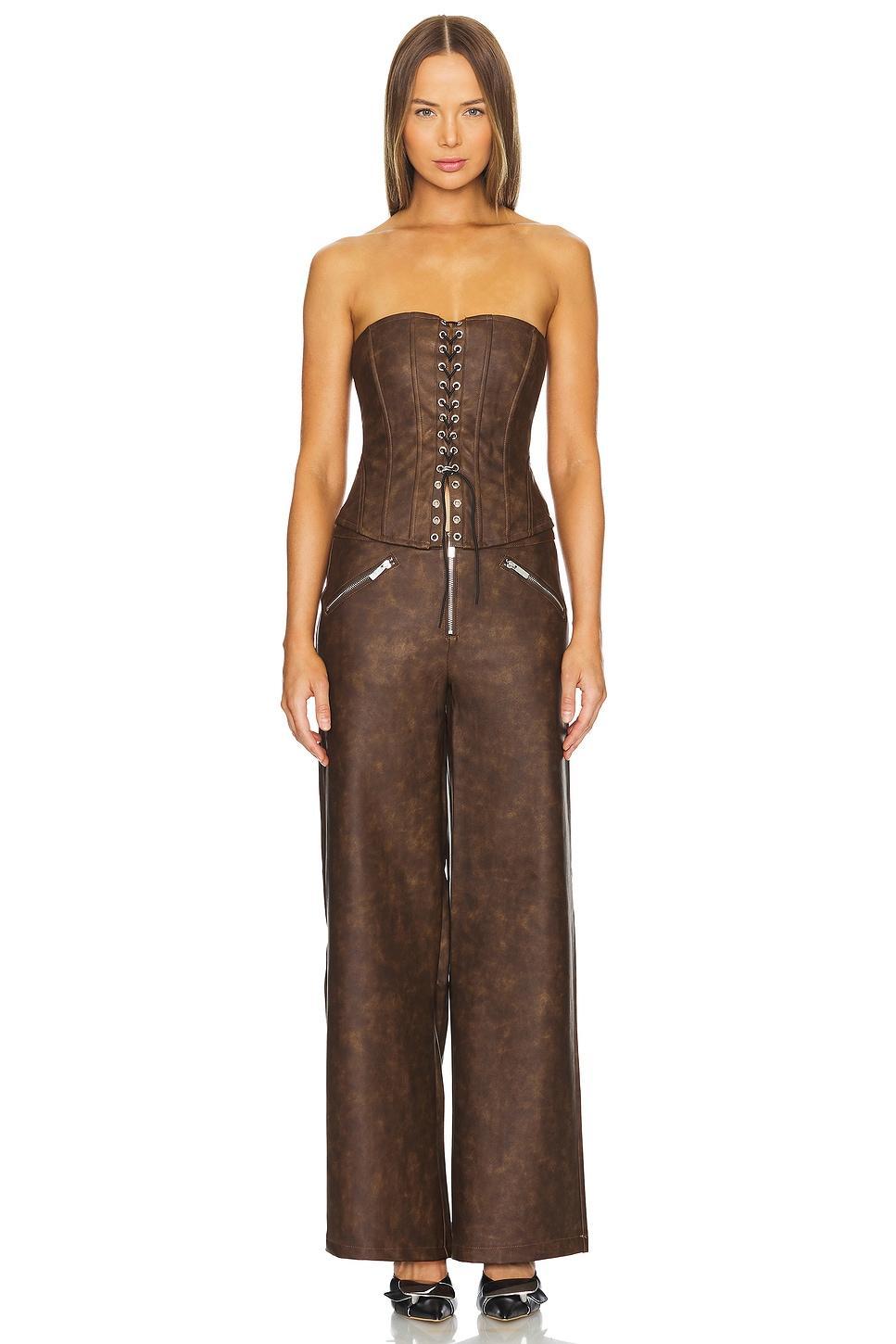 Faux Leather Lace Front Corset WeWoreWhat Product Image