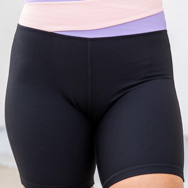 One Step At A Time Color Block Crossed Biker Short FINAL SALE Product Image