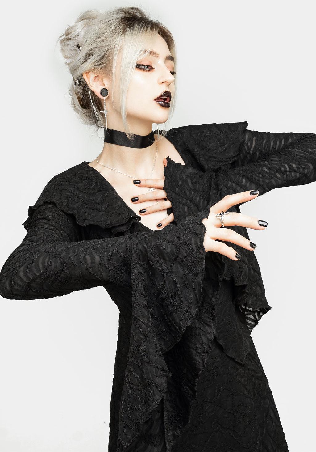 Jessel Distressed Cascade Handkerchief Hem Midi Dress Product Image