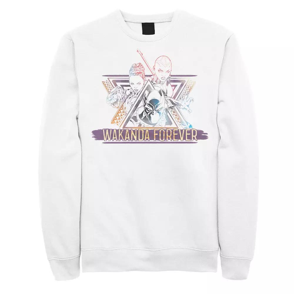 Men's Marvel Black Panther Gleam Group Shot Sweatshirt, Size: Small, White Product Image