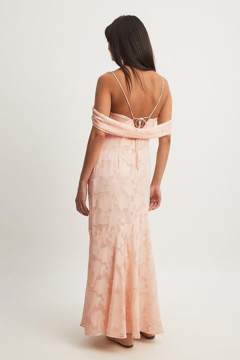 Off Shoulder Jacquard Maxi Dress Product Image