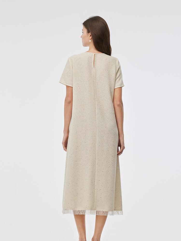 Tweed Sequins Fringed Edge Women Maxi Dress With Slip Dress Product Image