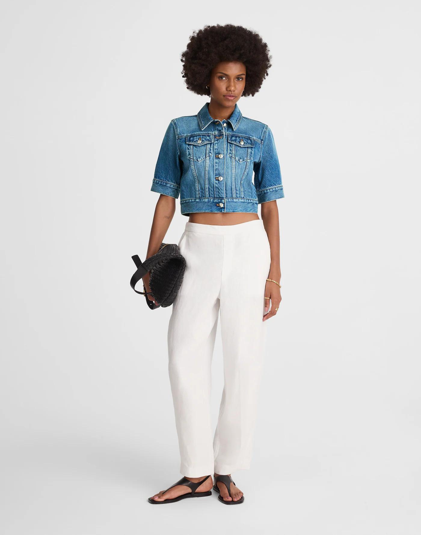 Shrunken Denim Trucker Jacket in Hazeldell Wash Product Image