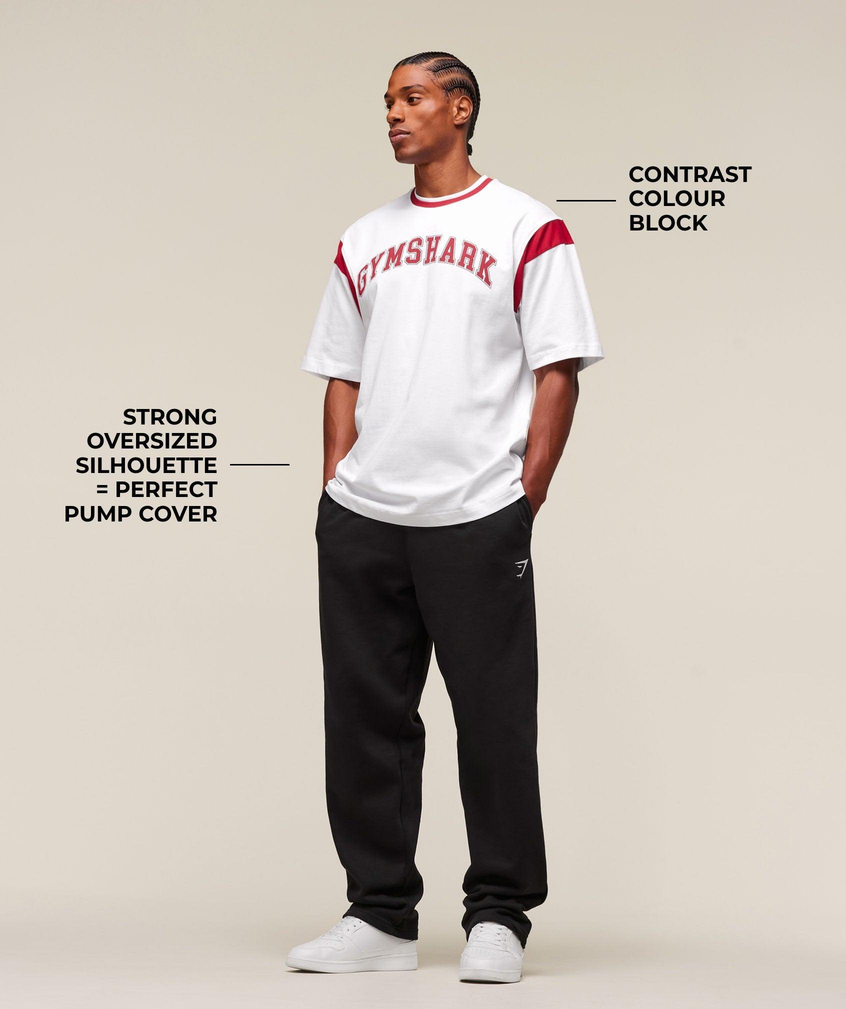 Gymshark GSLC Oversized T-Shirt - White/Conditioning Red Male Product Image