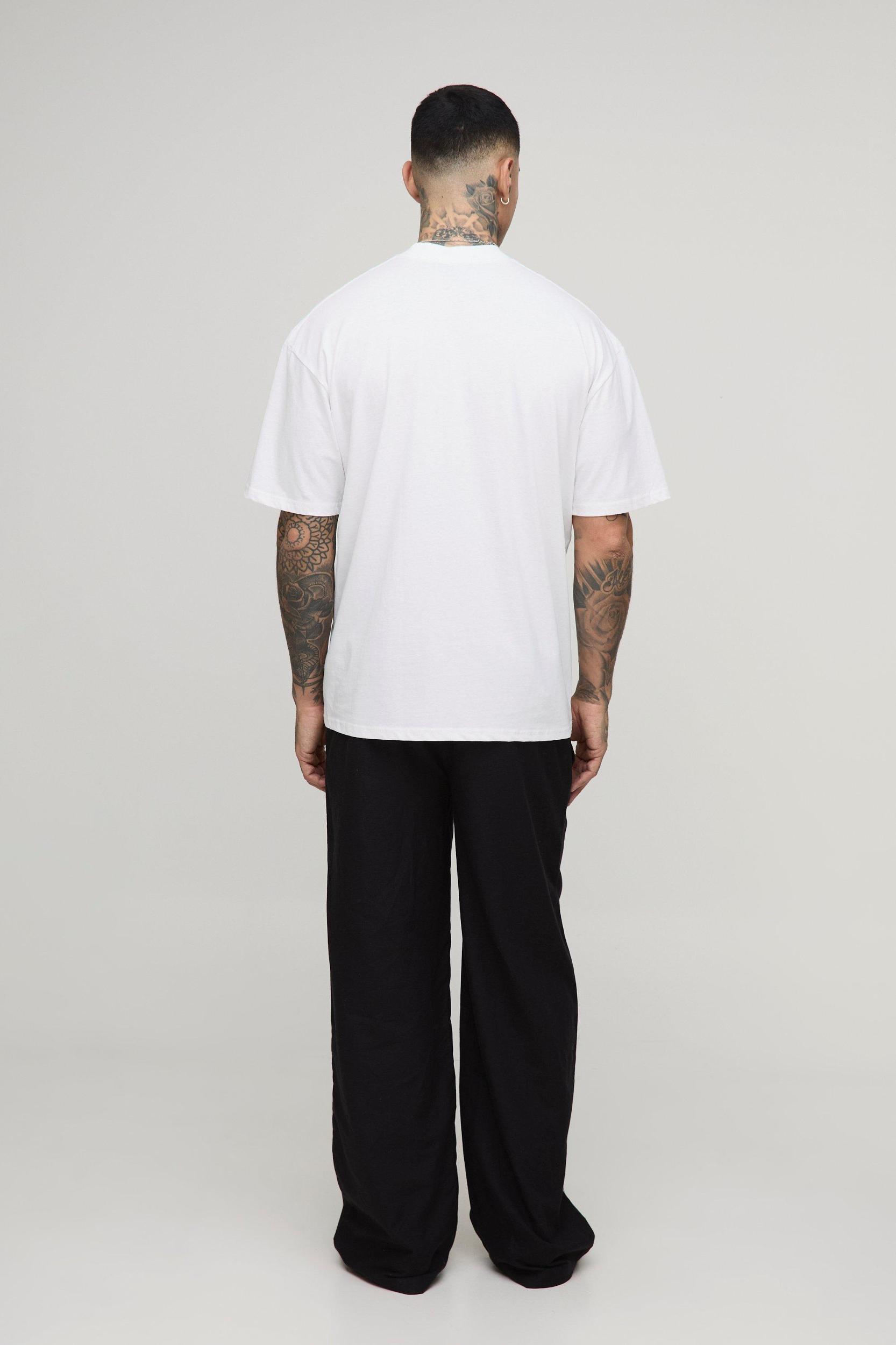 Tall Oversized Extended Neck Lemons Print T-Shirt | boohooMAN USA Product Image