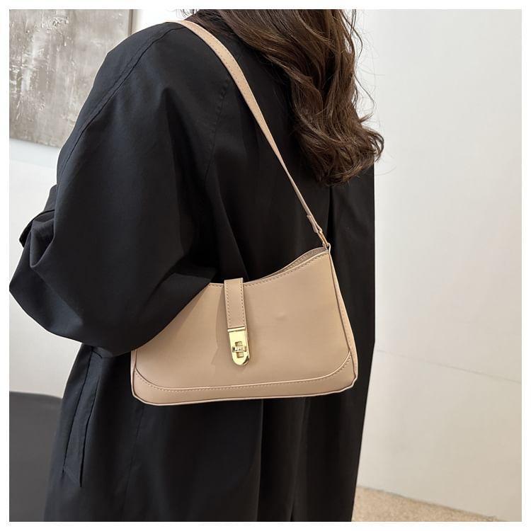 Plain Faux Leather Shoulder Bag Product Image
