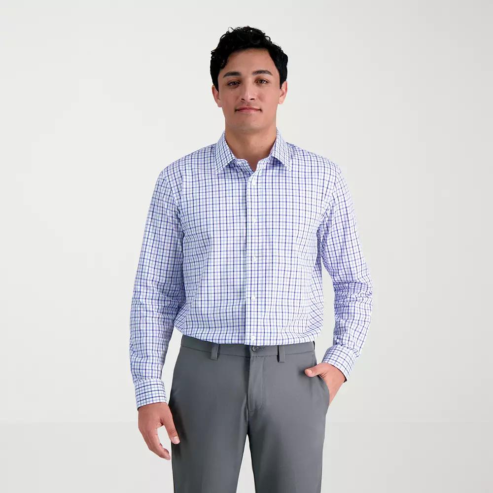 Men's Haggar® Premium Comfort Classic Fit Wrinkle Resistant Dress Shirt, Size: 18.5-34/35, Tonal Blue Check Product Image