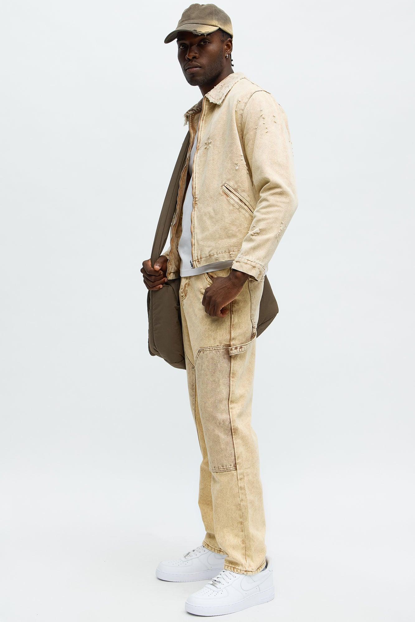 Straight Distressed Carpenter Jean - Tan Product Image