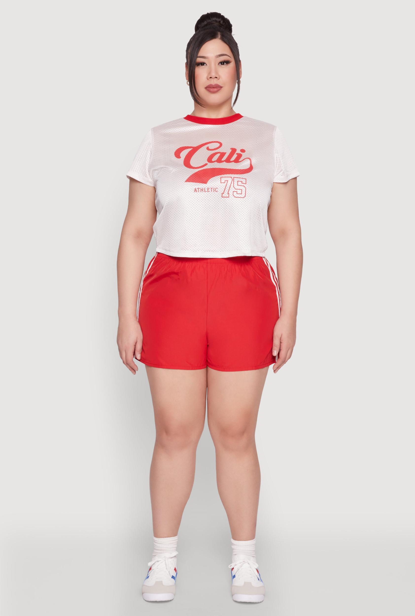 Womens Plus Size Almost Famous Varsity Stripe Shorts Product Image