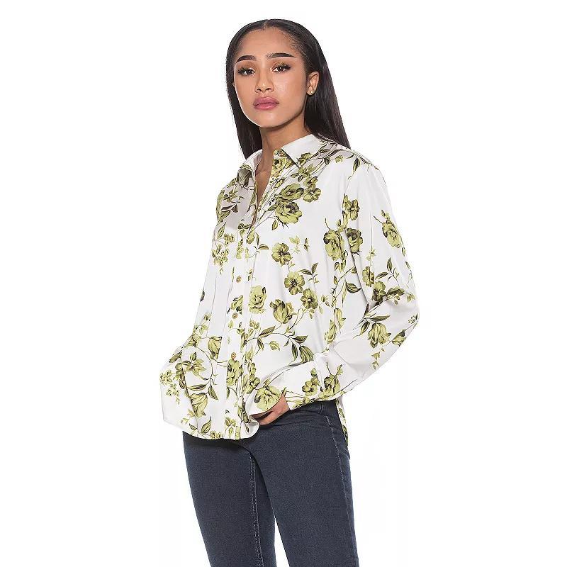 Women's ALEXIA ADMOR Rylin Silky Blouse, Size: 4, Green Dot Product Image
