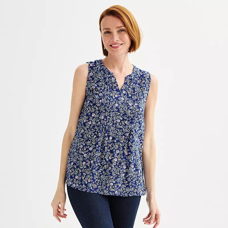 Women's Croft & Barrow® Pintuck Sleeveless Shell Top, Size: Medium, Red Fun Anchor Product Image