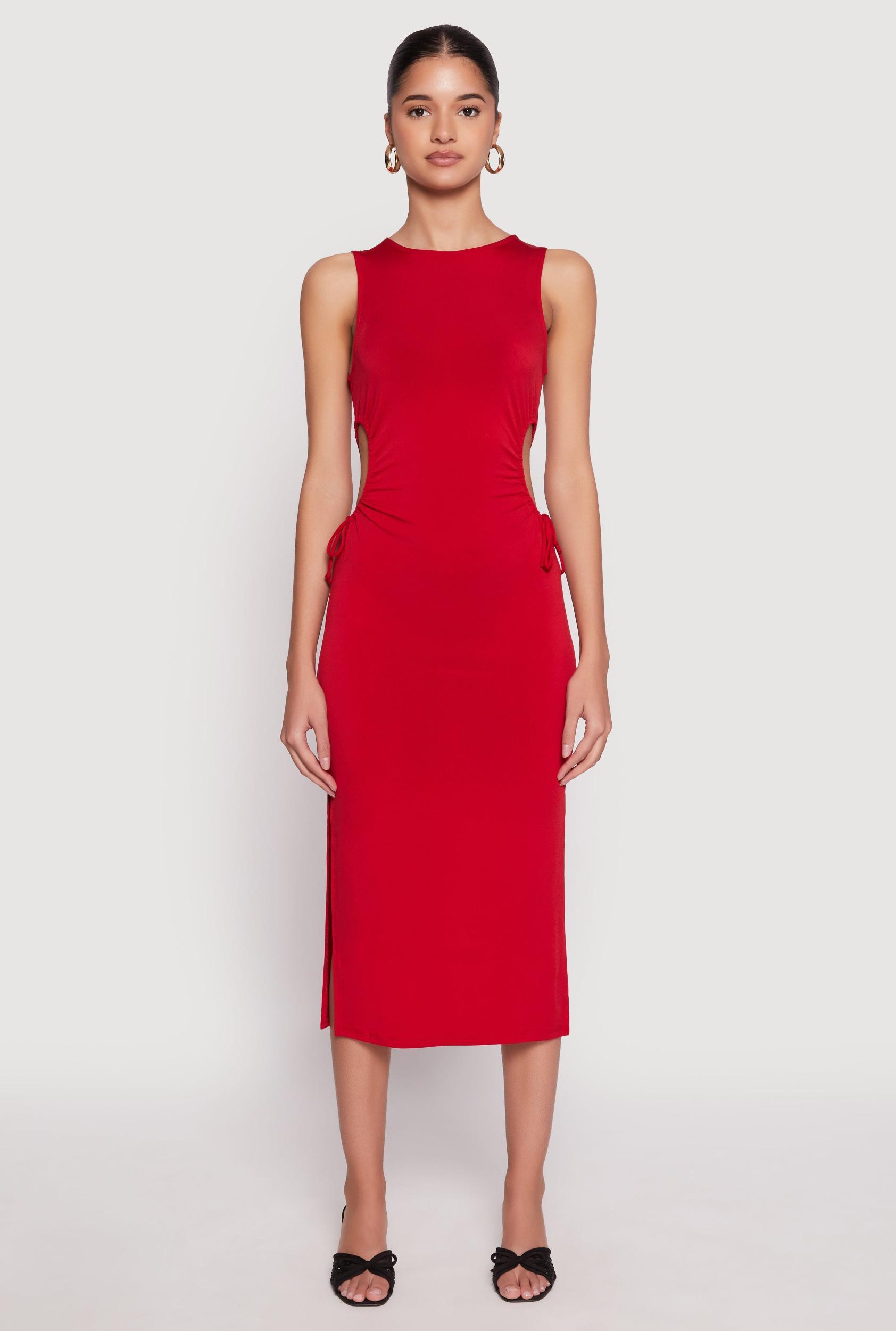 Womens Drawstring Side Cut Out Midi Dress Product Image