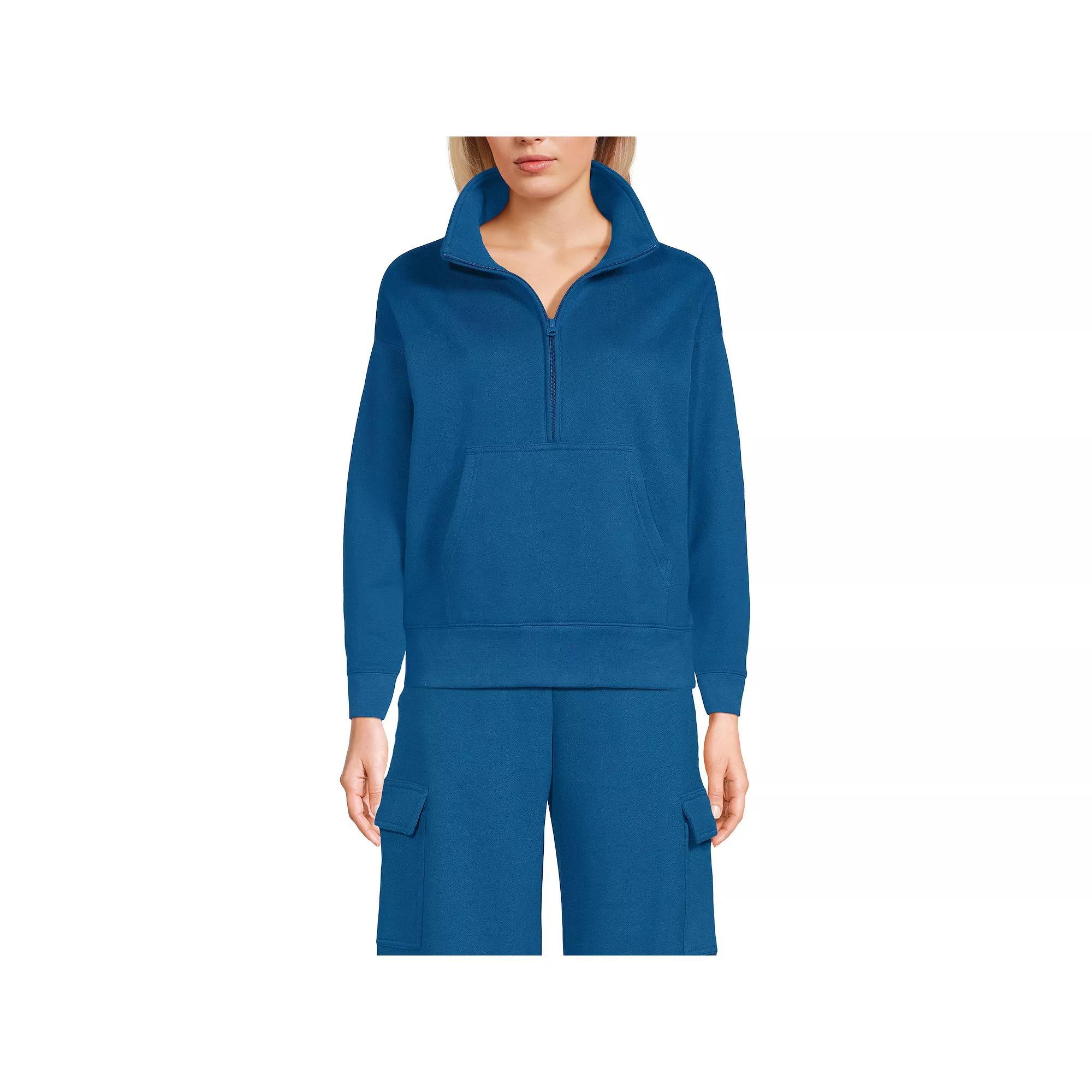 Women's Lands' End Modern Fit Half-Zip Sweatshirt, Size: Large, Twilight Blue Product Image