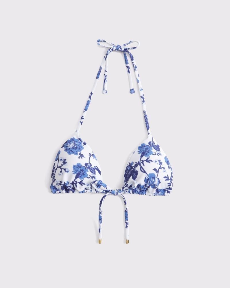 Tie-Front Halter Triangle Bikini Top Product Image