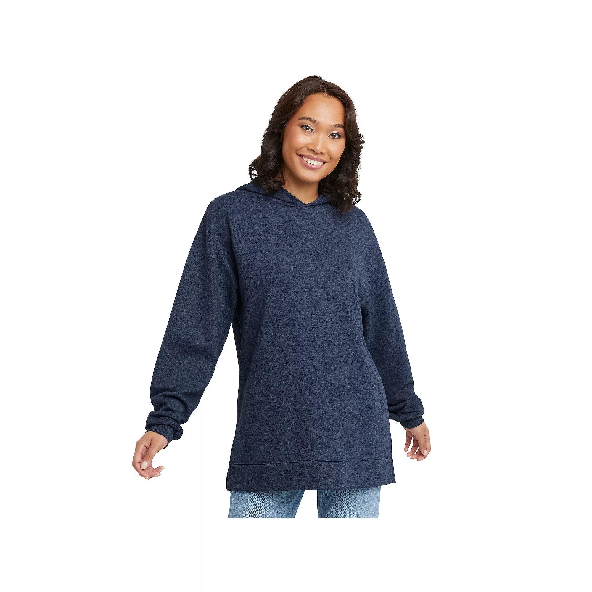 Women's Hanes® EcoSmart Fleece Tunic Hoodie, Size: Large, Spirited Pink Product Image