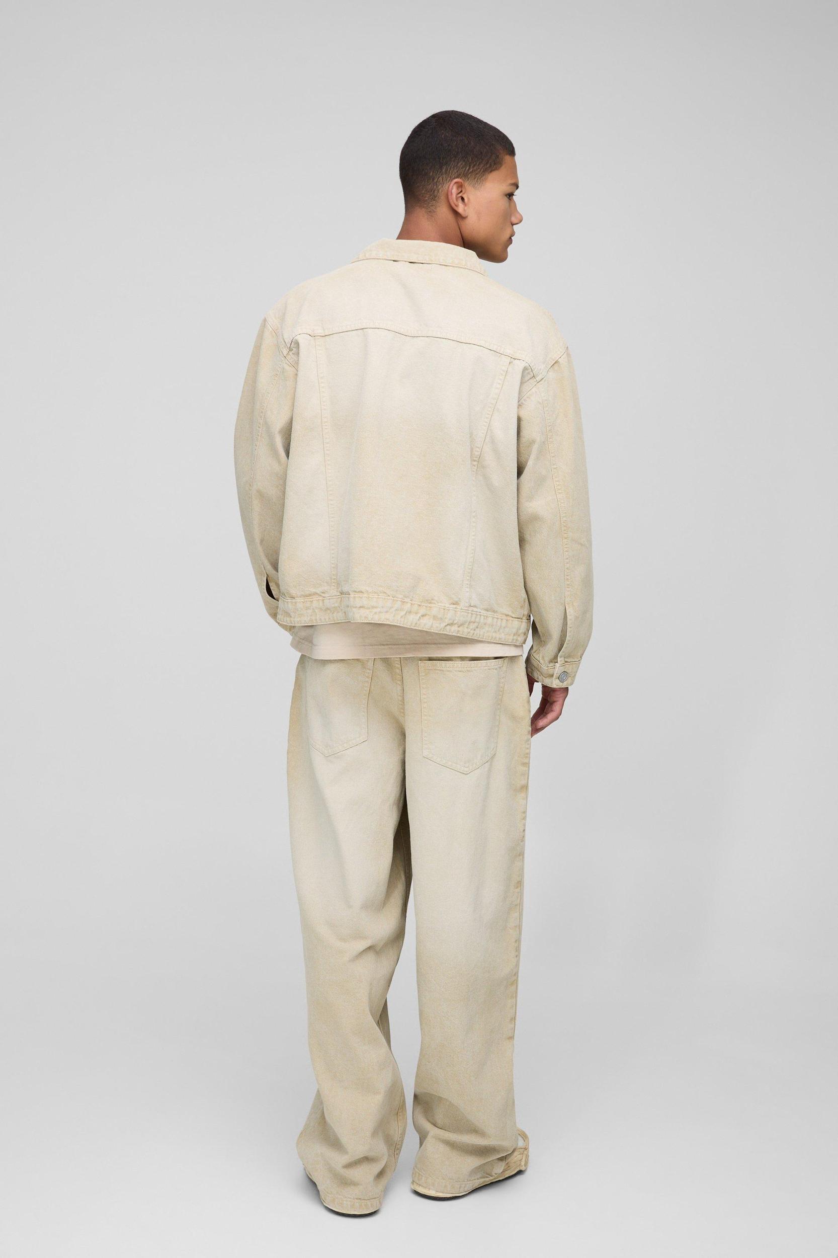 Regular Washed Stone Jean Jacket | boohooMAN USA Product Image