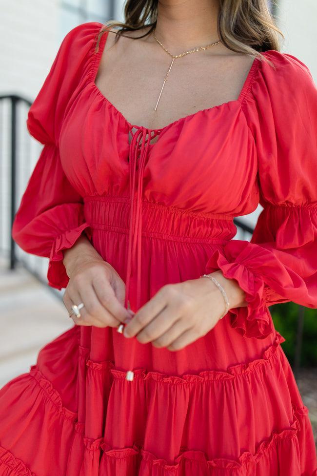 In Full Swing Red Ruffle Detail Mini Dress FINAL SALE Product Image