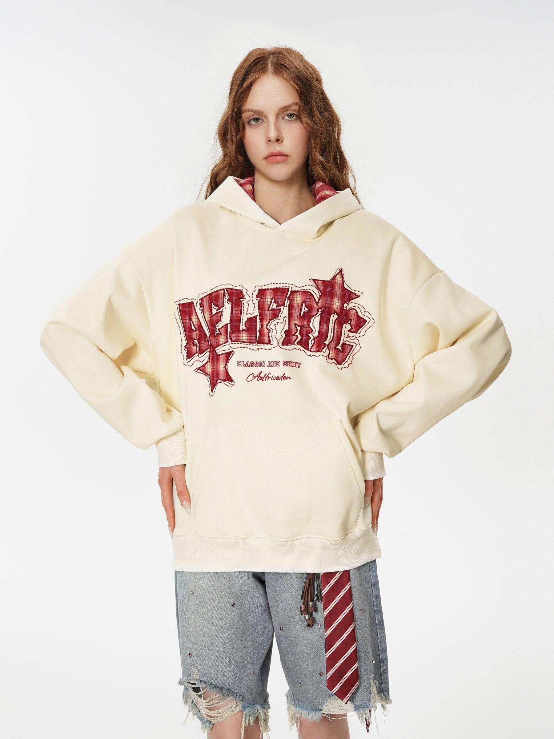 Aelfric Eden Plaid Embroidery Star Hoodie Product Image