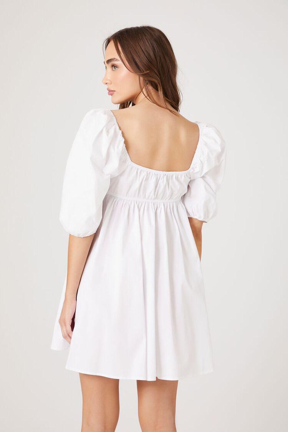 Poplin Puff-Sleeve Babydoll Dress | Forever 21 Product Image