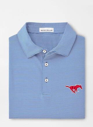 Peter Millar Mens SMU Jubilee Stripe Performance Polo | Color: Blue | Size: S Product Image