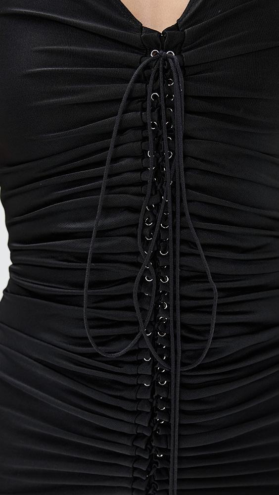 rabanne Long Black Dress with Embroidered Metallic Eyelets | Shopbop Product Image
