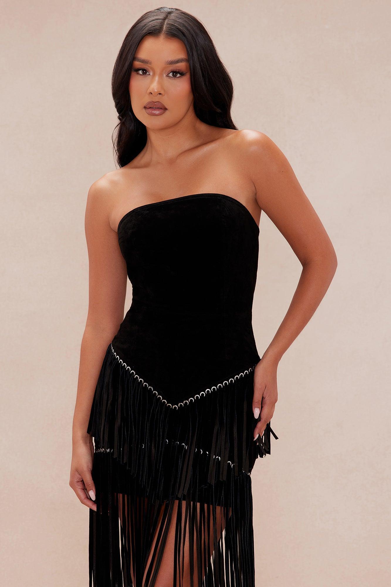 Suede Sarah Mini Dress - Black Product Image