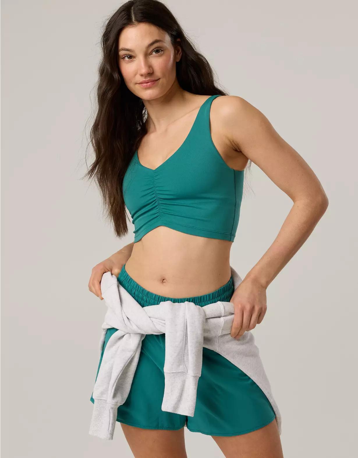 OFFLINE By Aerie Real Me Low Key Ruched Longline Sports Bra Product Image