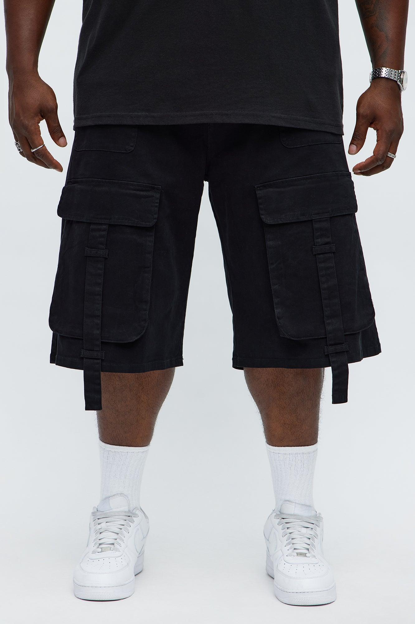 Baggy Oversized Pocket Cargo Shorts - Black Product Image