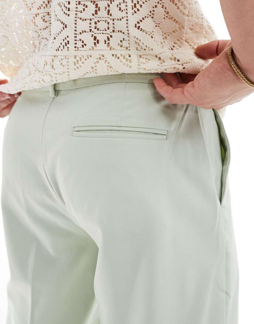 ASOS DESIGN smart straight leg wedding pants in sage green Product Image