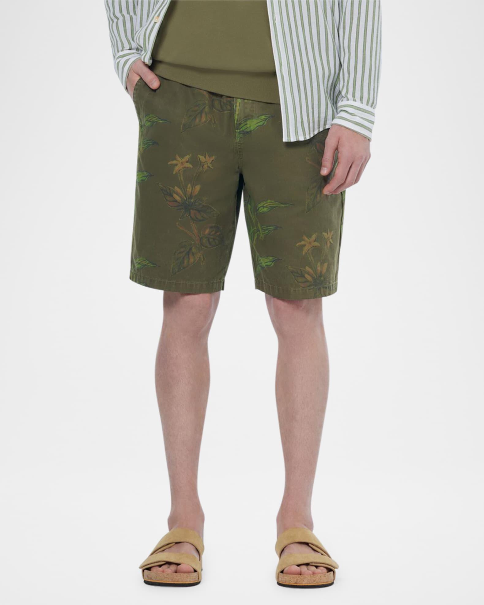 Mens Printed Cotton Relaxed-Fit Shorts Product Image
