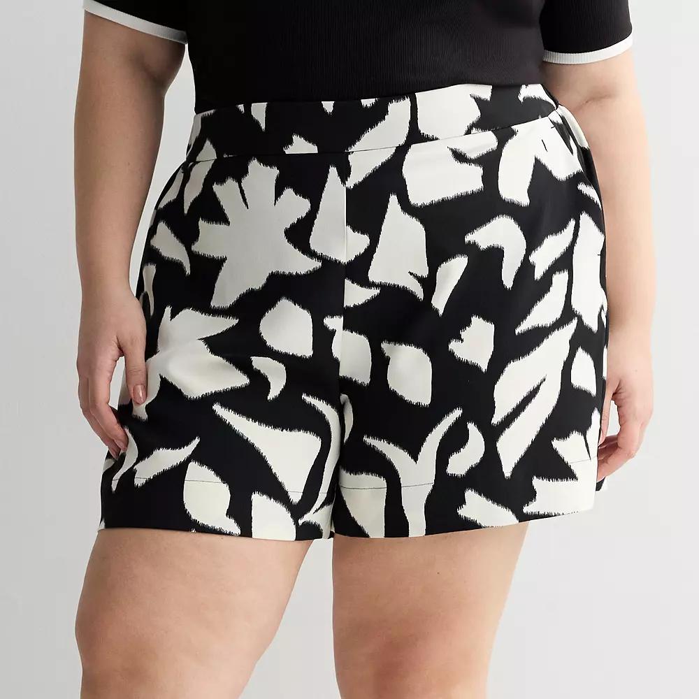 Plus Size Nine West Pull-On Easy Shorts, Women's, Size: 4XL, Black Eve Abstract Product Image