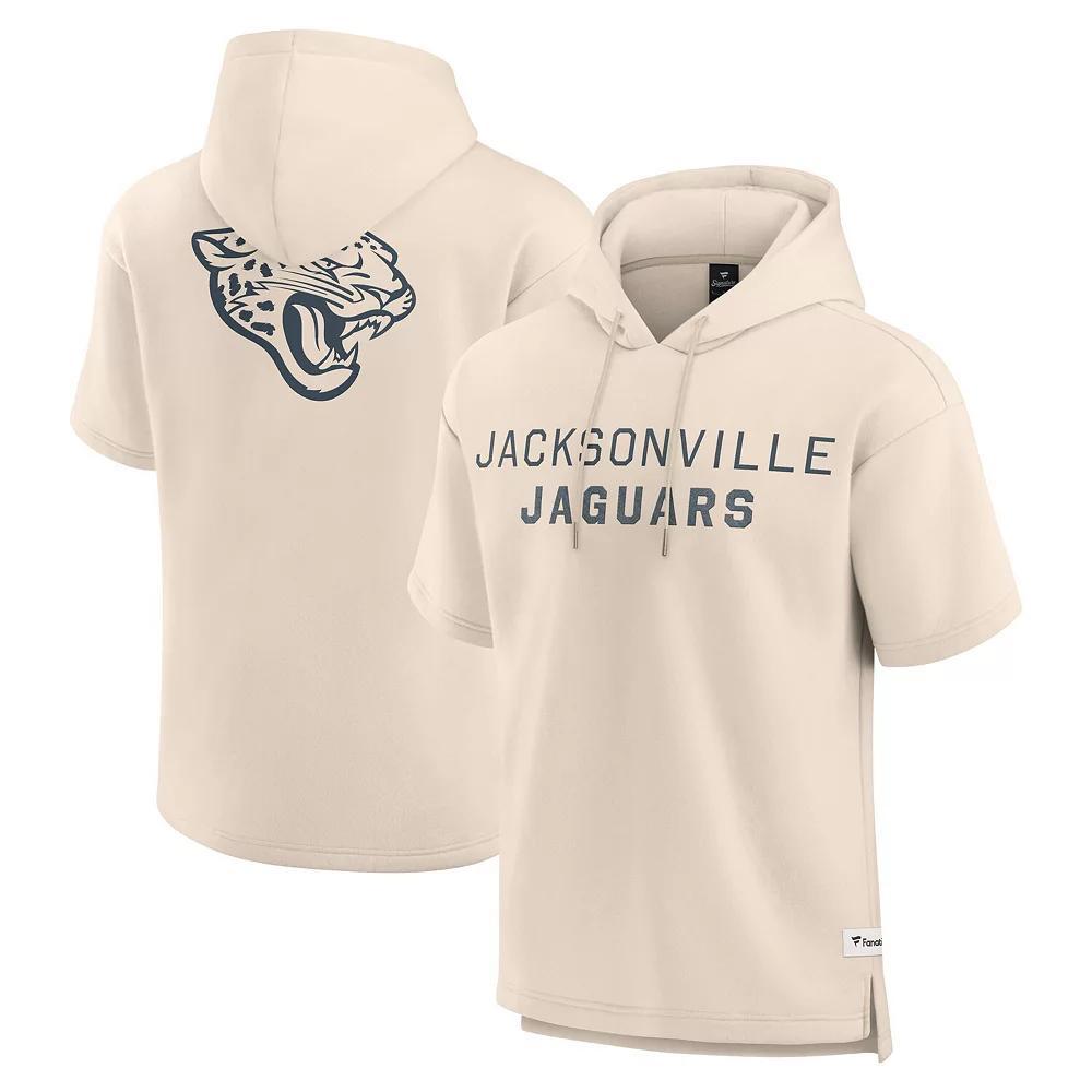 Men's Fanatics Cream Jacksonville Jaguars Elements Future Ground Lettering Short Sleeve Pullover Hoodie, Size: Small, Beige Product Image