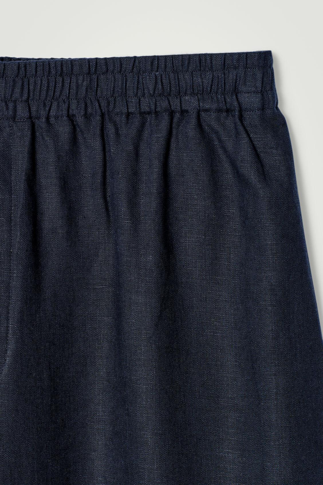 ELASTICATED LINEN WIDE-LEG TROUSERS Product Image