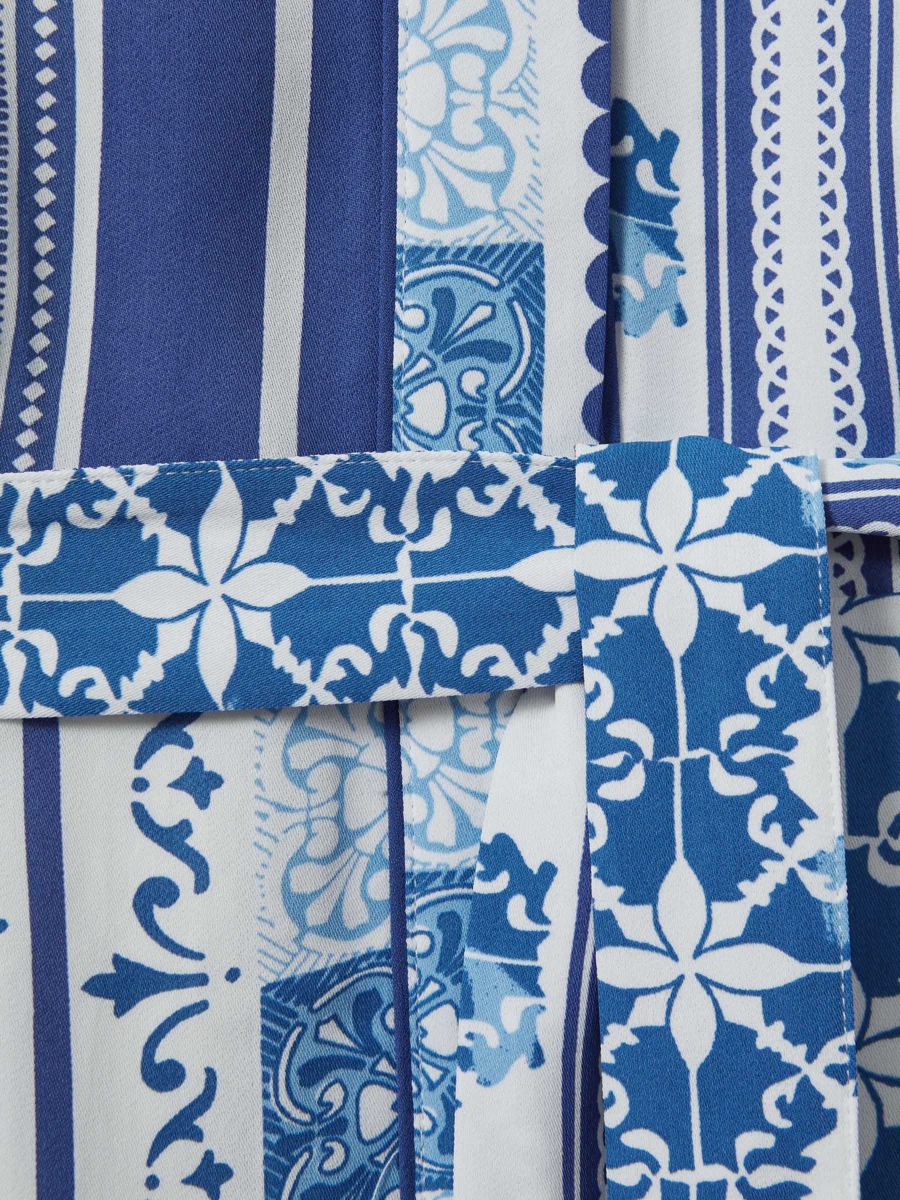 Tile Print Belted Mini Dress in Blue Product Image